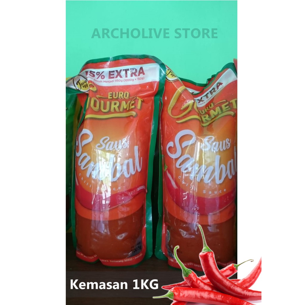 

Saus Sambal Refill Euro Gourmet 1 kg Pedas Enak BPOM Halal MEI