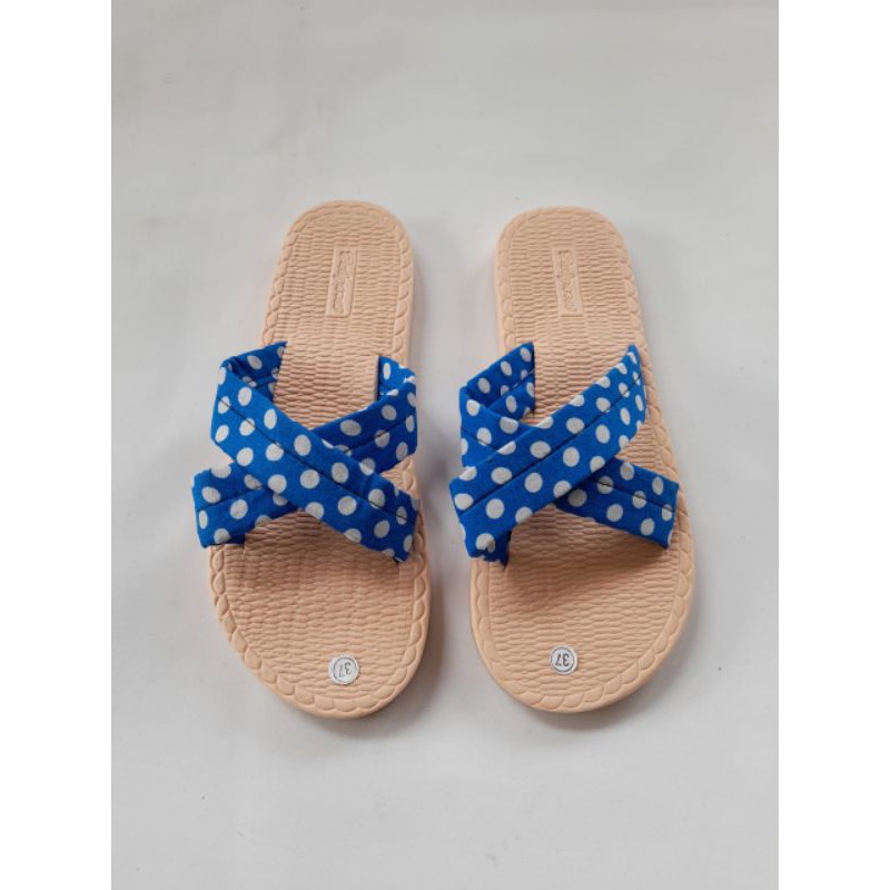 SANDAL KOKOP SILANG MOTIF PULKADOT/SANDAL WANITA TERBARU/SANDAL WANITA CANTIK/SANDAL WANITA MURAH