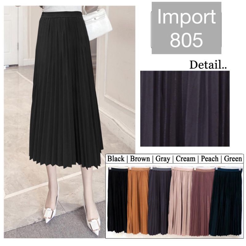 (Bisa cod) Rok plisket import / Rok midi import