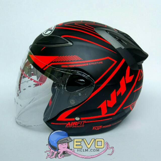 NHK R6 AIRFIT-R GRAPHIC Half Face - Single Visor BLACK DOFF - ORANGE