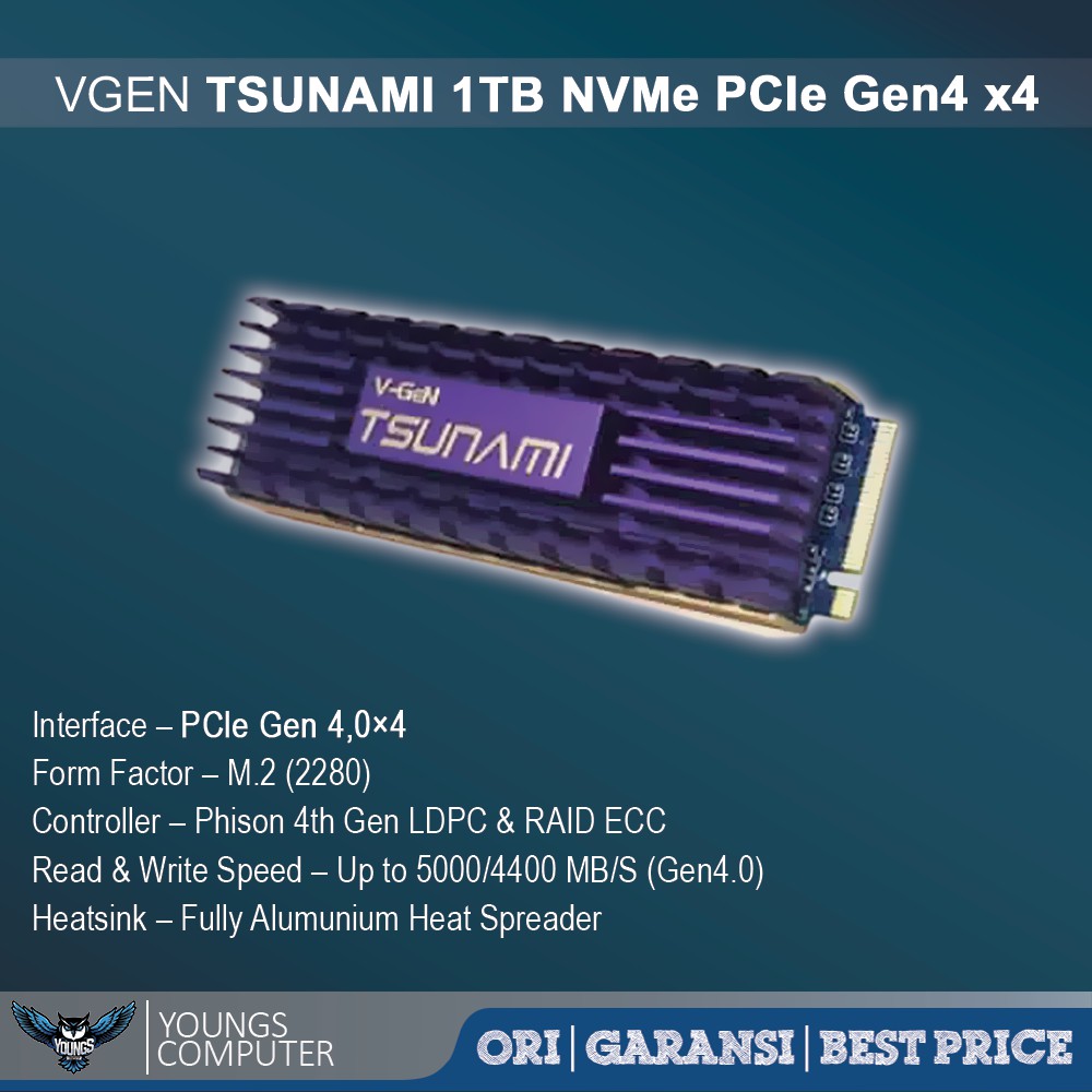 V-GEN TSUNAMI 1TB - PCIE 4.0 SSD NVMe M.2 Gen4x4 Vgen