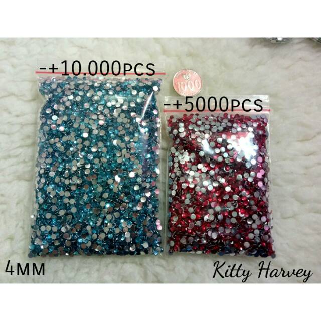 RHINESTONE / GEMSTONE 4MM PACK SEDANG &amp; BESAR