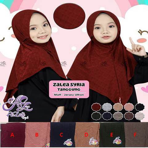 TERLARIS  Jilbab anak AlZafi Zalea syria tanggung Bahan Jersey ultron Estimasi 6-11 tahun / ALZAFI A