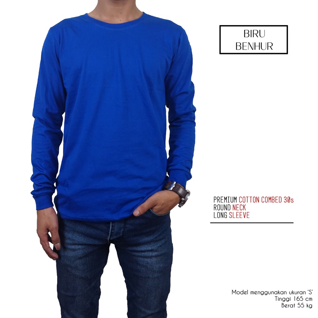 Download Naga Clothing Kaos Polos BIRU BENHUR Lengan Panjang 100% ...