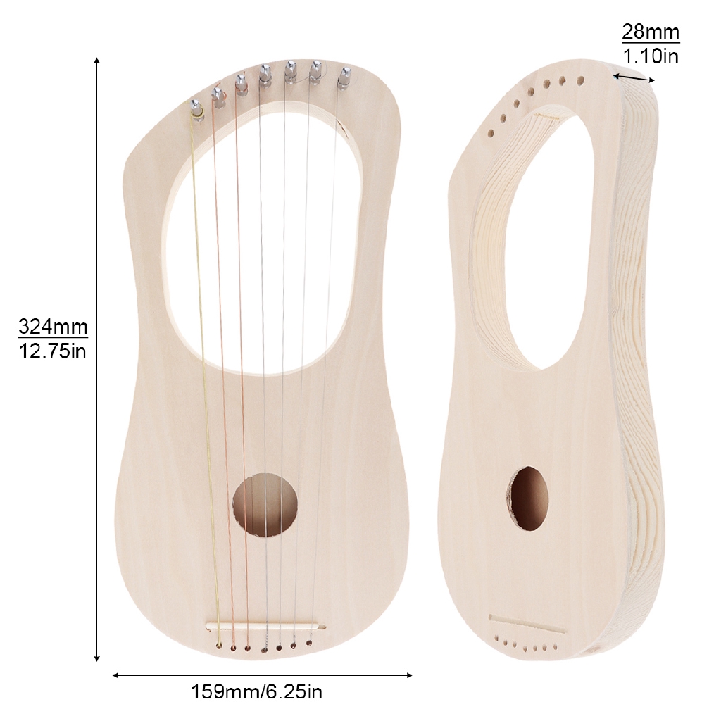 Harpa 7 Senar Bahan Kayu Basswood Solid DIY