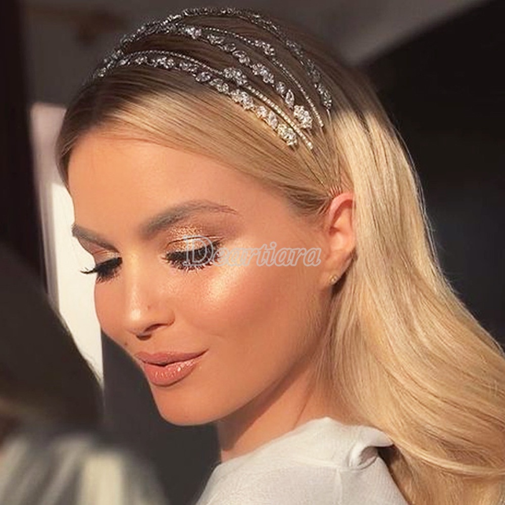 Headband Multilayer Bahan Zirkon Gaya Eropa Amerika Untuk Hiasan Kepala Pernikahan