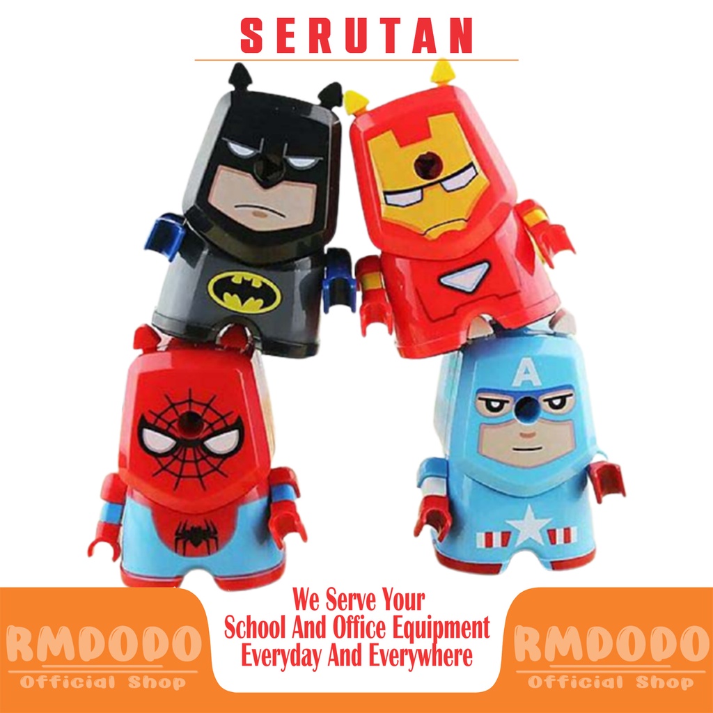 

Rmdodo Serutan Pensil Meja Superhero / Rautan Meja / Serutan Pensil / Rautan Putar / Rawutan Putar / Serut