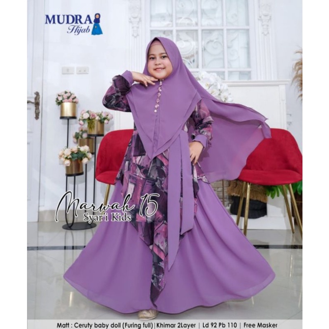 gamis set khimar anak marwah kids gamis syari anak motif ori
