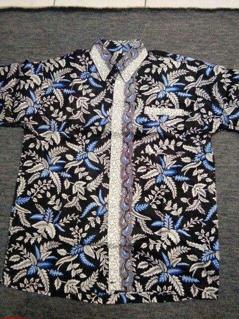 Kemeja Batik Lengan Pedek M L Xl Xxl Motif Blarak Biru Batik Pria