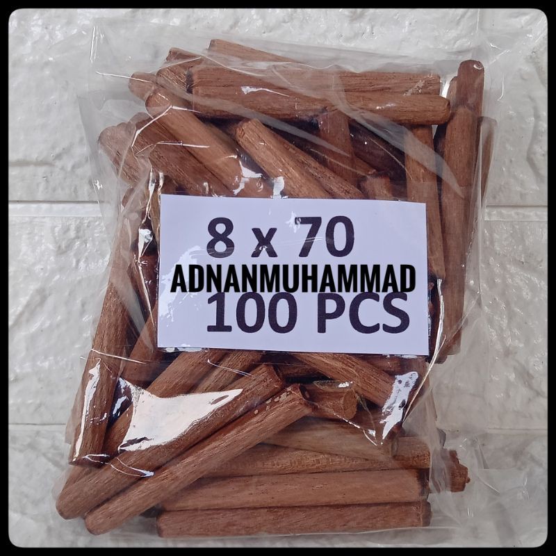 Kayu dowel bulat stik paku kayu 8 x 70mm 100pcs