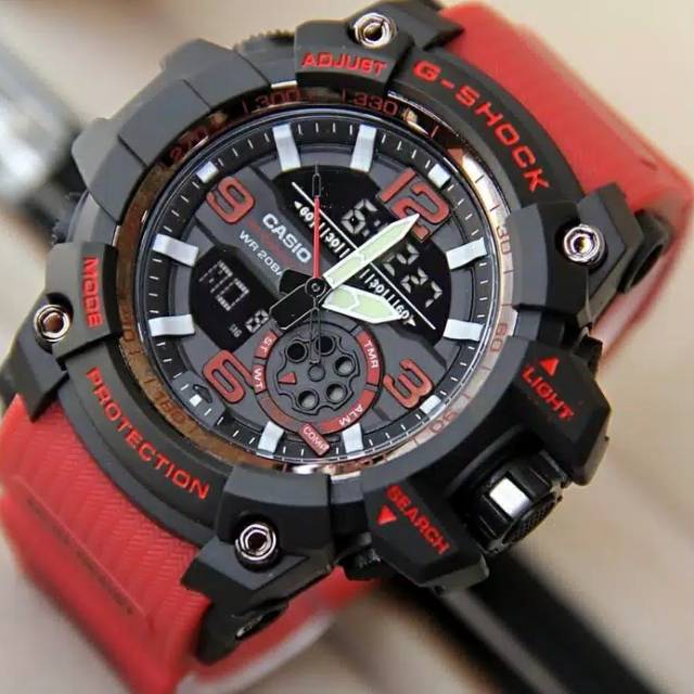 JAM TANGAN PRIA CASIO G-SHOCK DUAL TIME GG-1000 GK001 TALI MERAH FREE BOX BATERAI