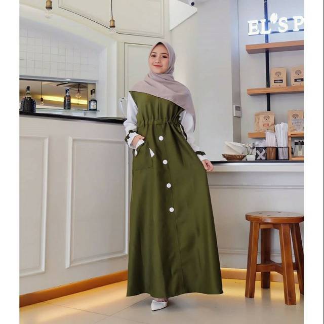 NS Baju Gamis Anak Remaja dewasa Pinggang Serut Nasa Shop