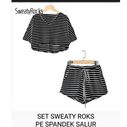 BEFAST - ZEC Set ETHANY / Set Sweaty Salur Rocks / Setelan Garis-Garis salur / Set Wanita Pendek / Set Santai / Set Rumahan