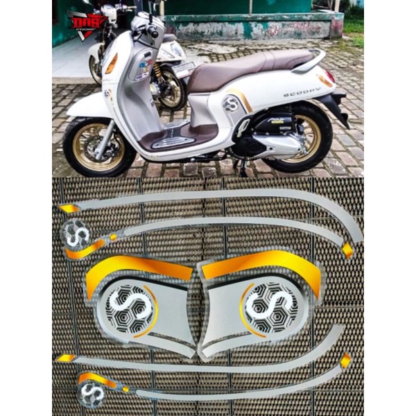 Striping transparan Scoopy S list gold simple