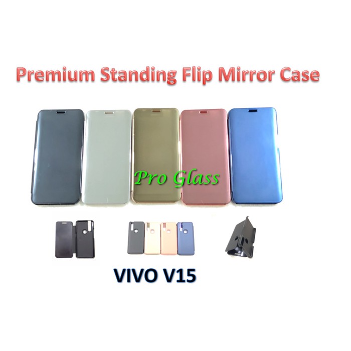 VIVO V15 / VIVO V15 PRO Clear View Mirror Standing Flip Cover Case Premium