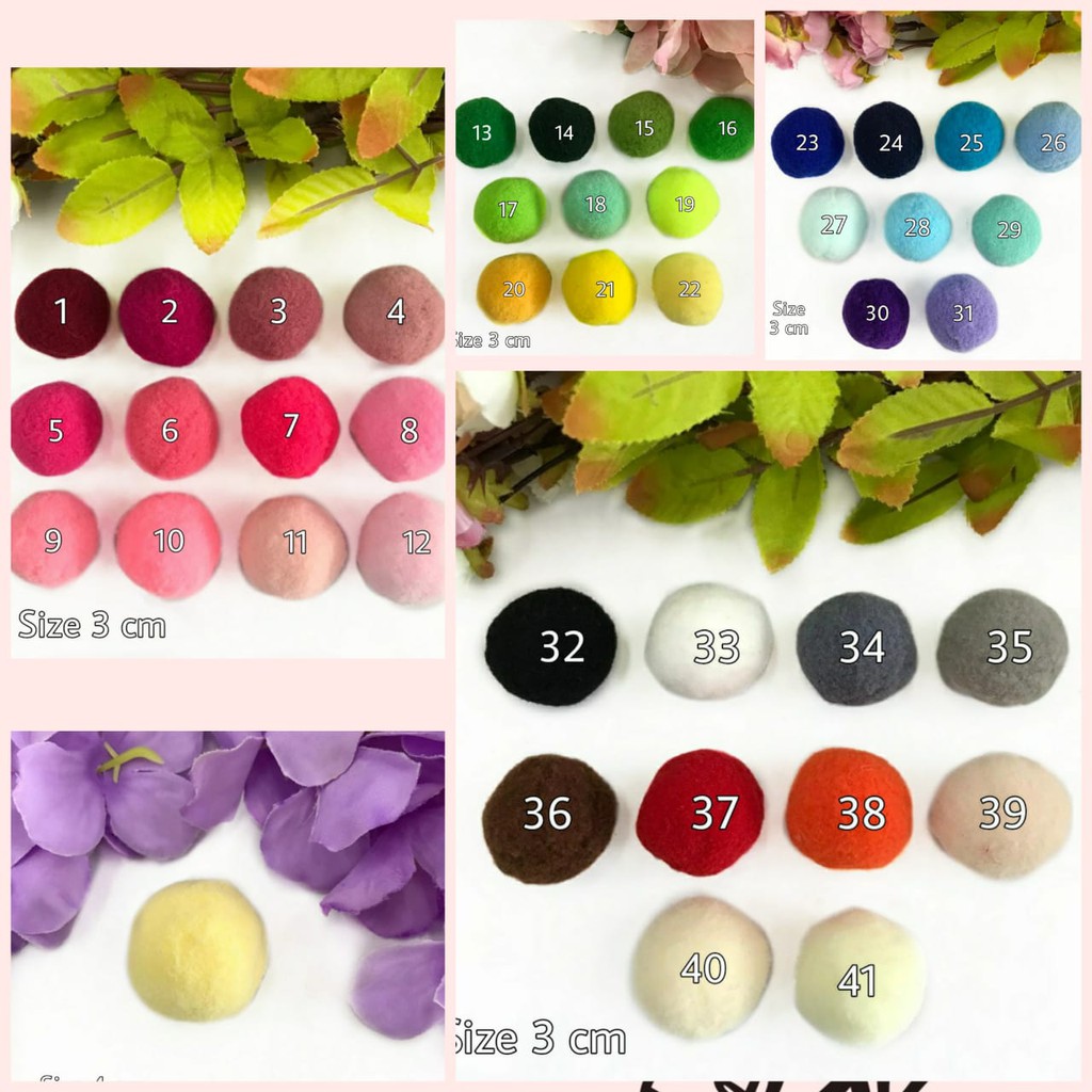 10 PCS - 3 CM | POM POM HALUS ANEKA WARNA | POM POM KAPAS