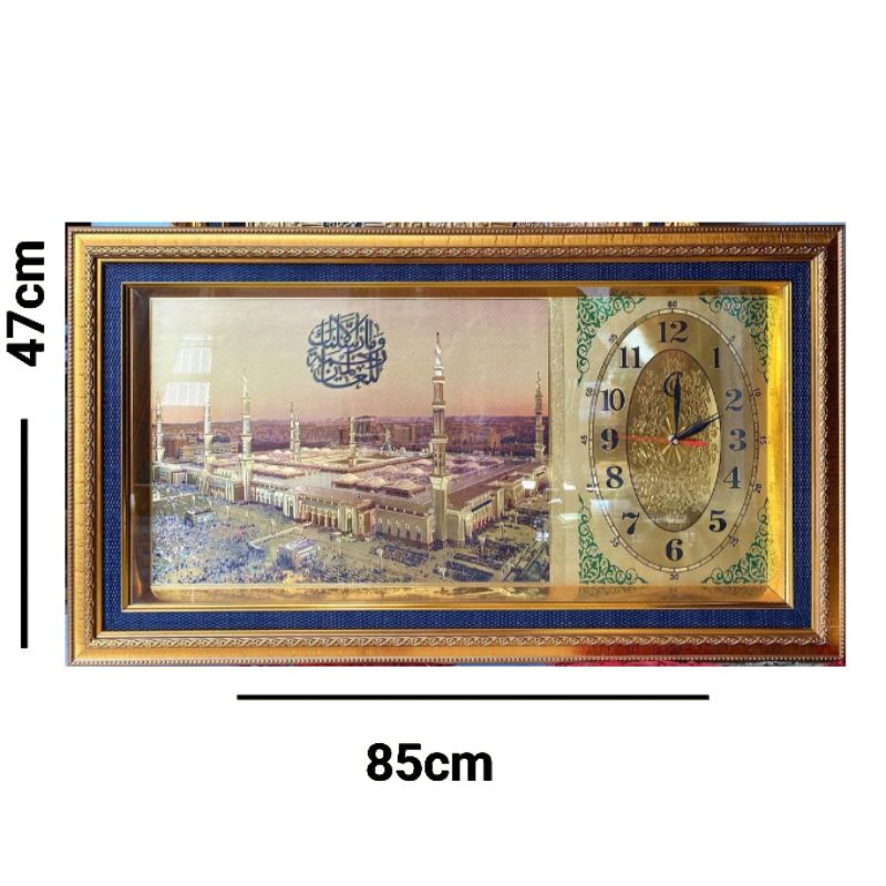 Jam kaligrafi Madinah uk 50x85cm / HIASAN DINDING / JAM DINDING / DEKORASI