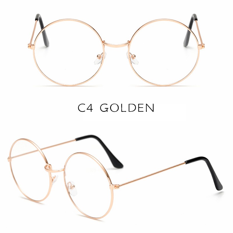 （YUZHU）COD Bayar di Tempat Western Retro Bundar Besi Frame Kacamata Wanita/Pria Eyeglasses Women/Men