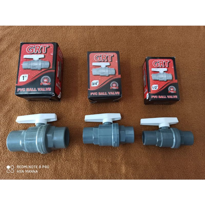 Stop kran PVC ball Valve GRT kepala putih