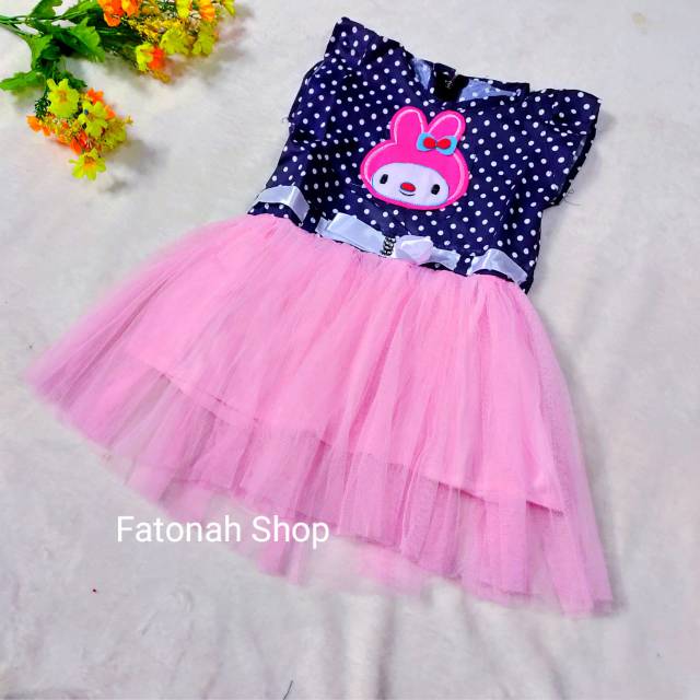 Dress anak cewek 1 2 tahun baju anak perempuan lucu tutu tile ( dress tutul tutu )