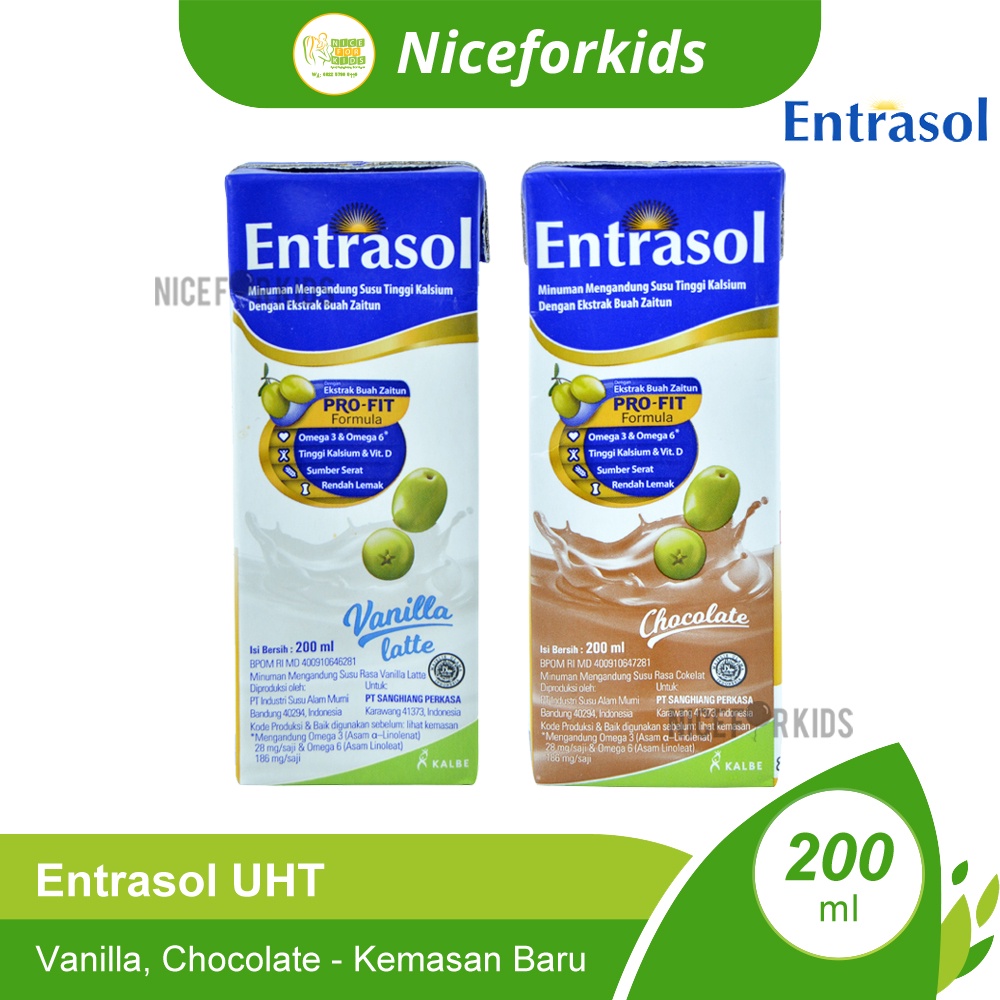 Entrasol UHT 200ml Susu Nutrisi Tinggi Kalsium dan Rendah Lemak / Entrasol RTD Susu UHT