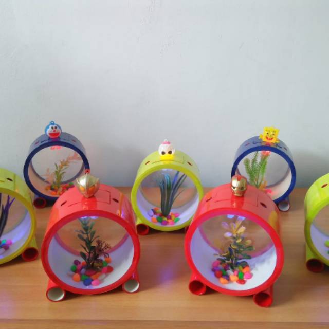 Aquarium Mini / Akuarium mini ikan cupang dengan lampu LED unik