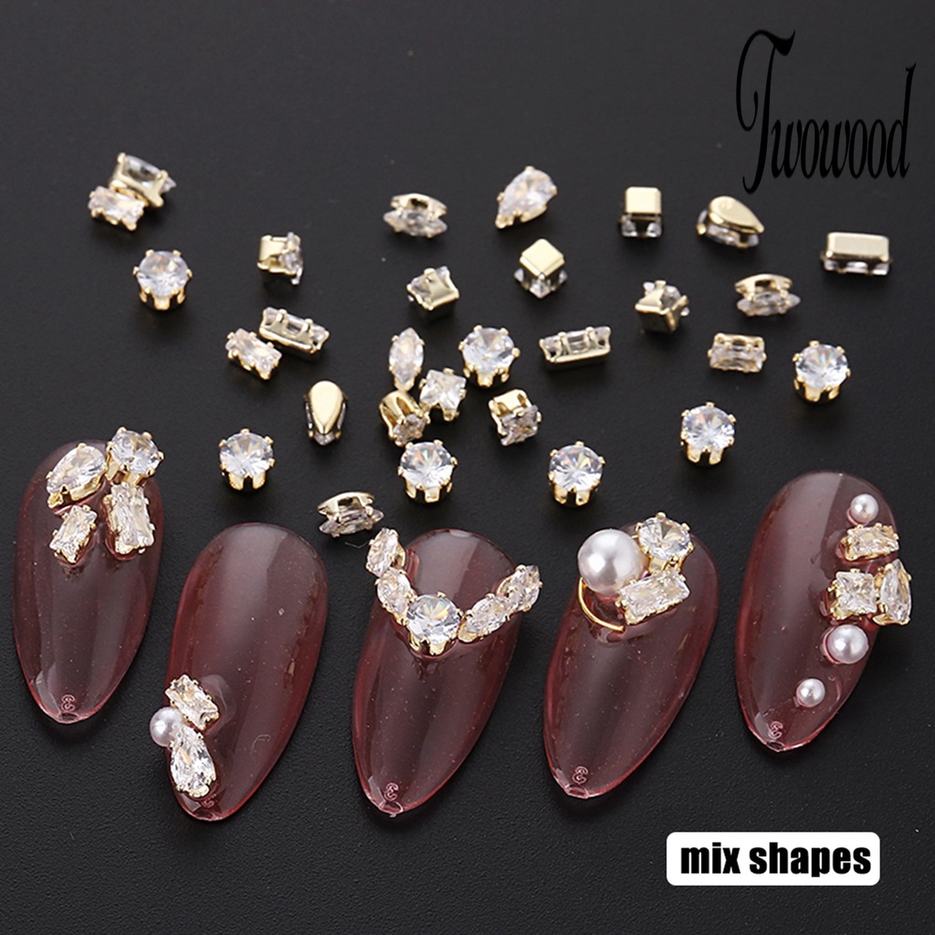 1 Set Ornamen Kuku 3D Bahan Metal Tahan Karat Untuk Manicure Charms