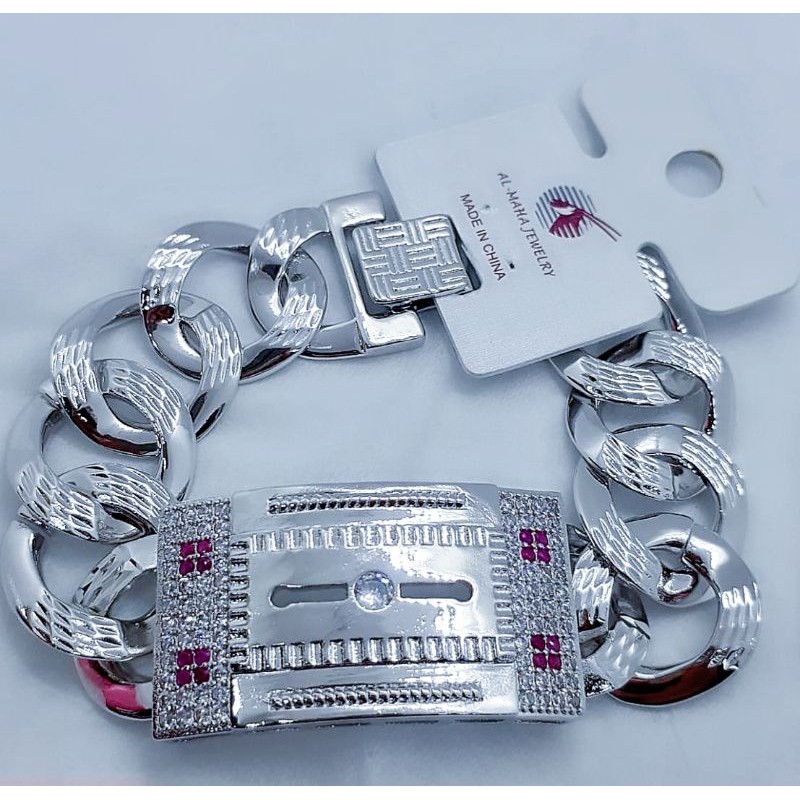 Gelang Xuping Asli 100% Lapis Emas 24K Rantai Plat Silver Mewah .
