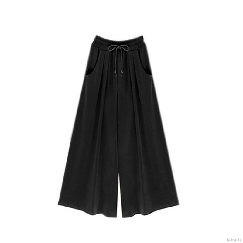  Celana  Kulot  Panjang Lebar High  Waist  Elastis Casual 