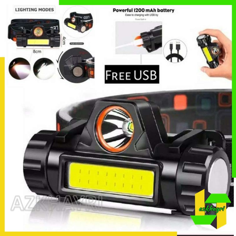 Senter Kepala Cas Magnet LED COB Rechargeable Headlamp Sorot Mini 1922 7802