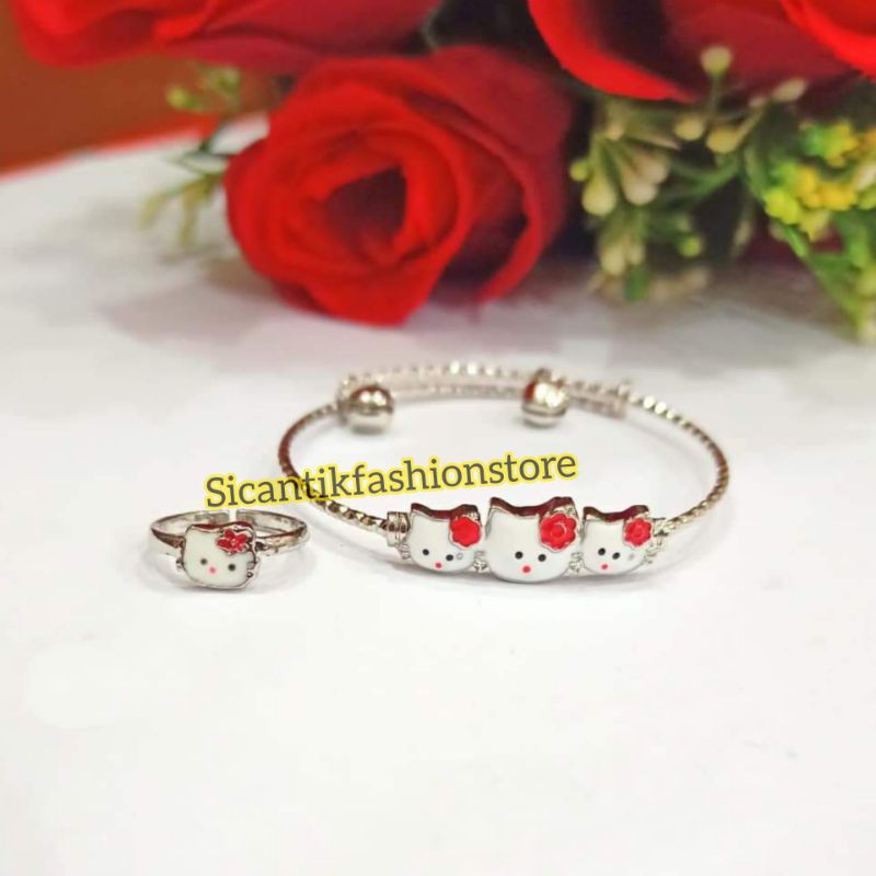 Perhiasan Titanium anak anak Gelang cincin Titanium Terlaris anti Karat Perhiasan set anak lucu imut