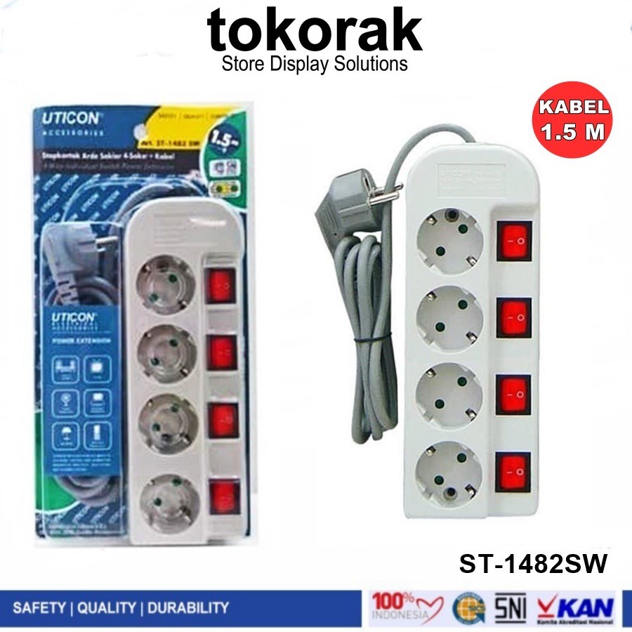 STOP KONTAK 4 LB ARDE + SAKLAR UTICON ST 1482 SW - COLOKAN EXTENTION