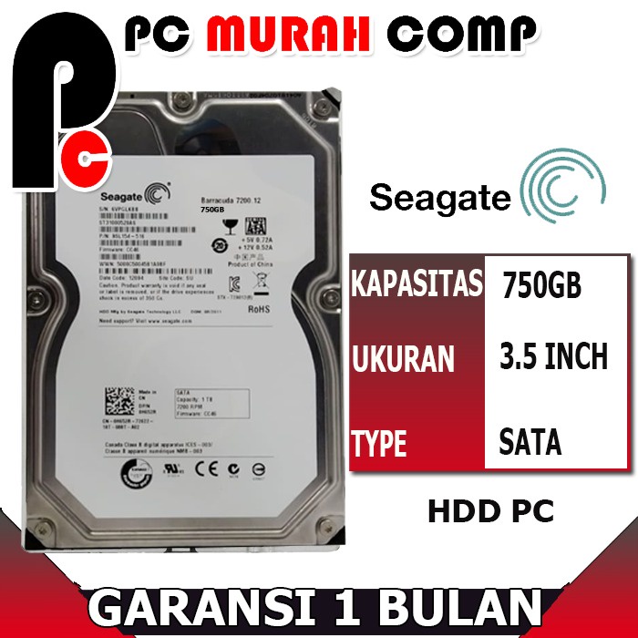 Hardisk 3.5&quot; 750gb Sata Seagate Tebal