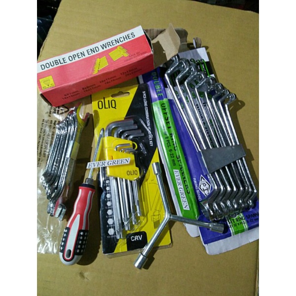 Paket 3 set : Kunci Ring set 8 pcs + Pas set 8 pcs + Kunci L 9 pcs Kombinasi Bintang ... fukung diam