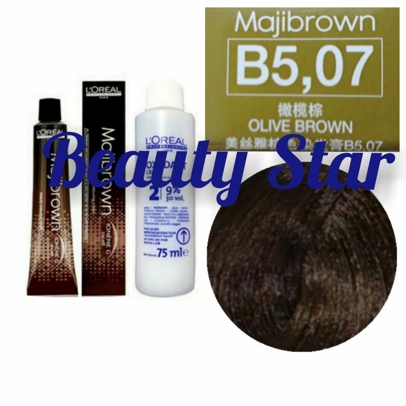 LOREAL MAJIBROWN NO. B5.07 OLIVE BROWN & OXYDANT 75ML