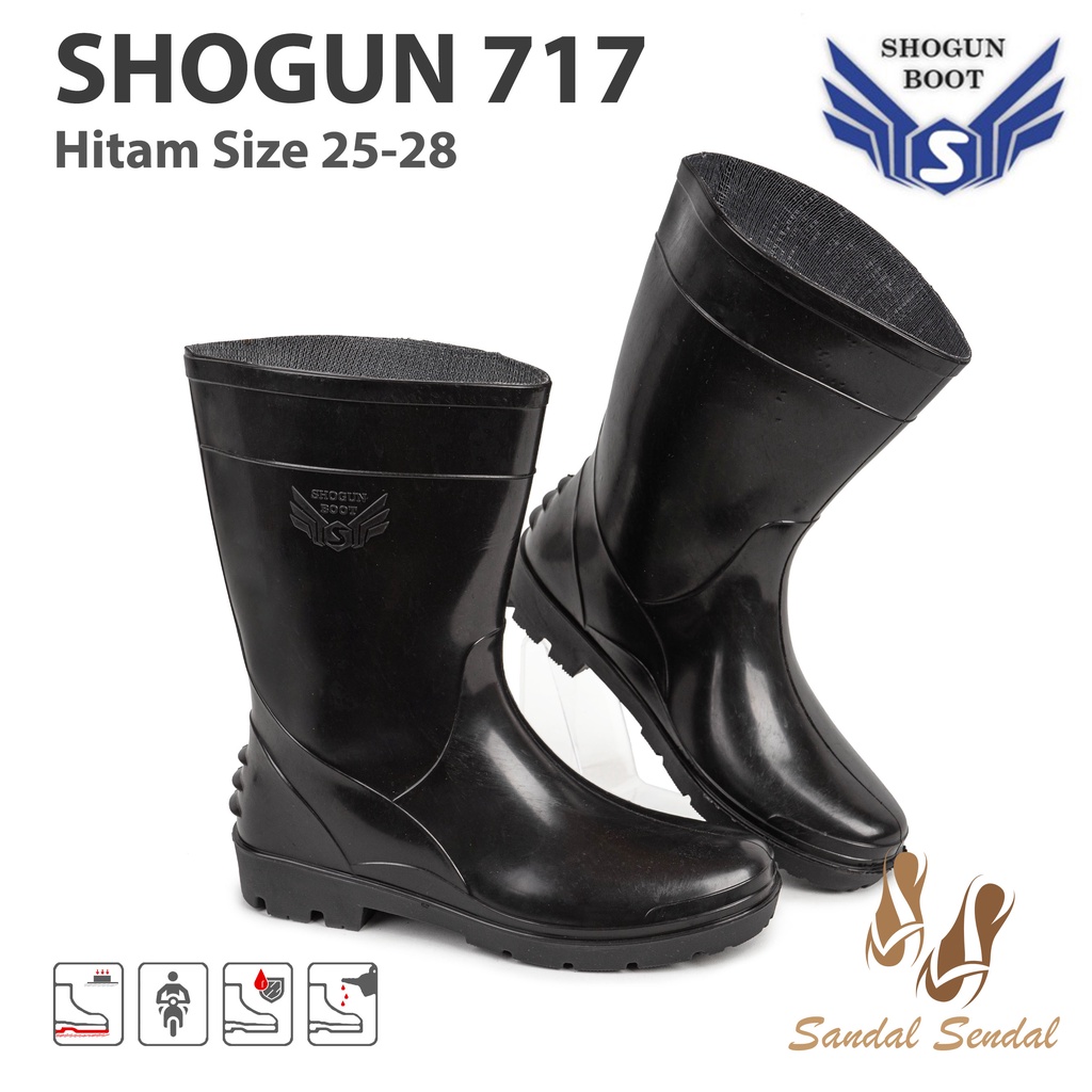 Sepatu Boot Pendek SHOGUN 717 HITAM - Sepatu Perkebunan Kebersihan