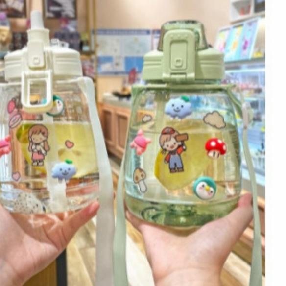 ➹ Botol Minum Anak Big Belly Children Cup Bottle + Sticker 1100ml H487 - Merah Muda ▼