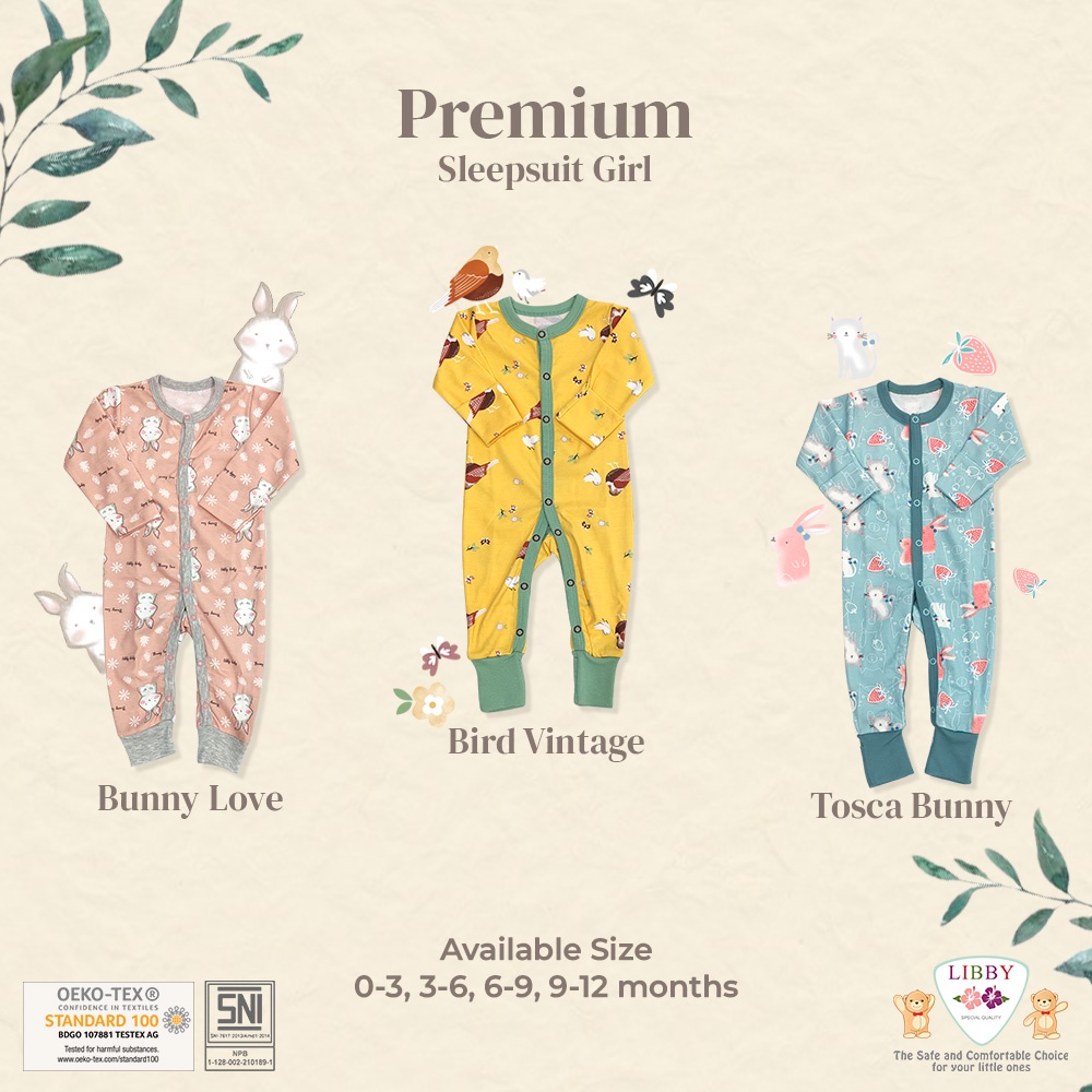 Libby Baby Premium Sleepsuit Motif Girl Piyama Bayi (1pc/pack)