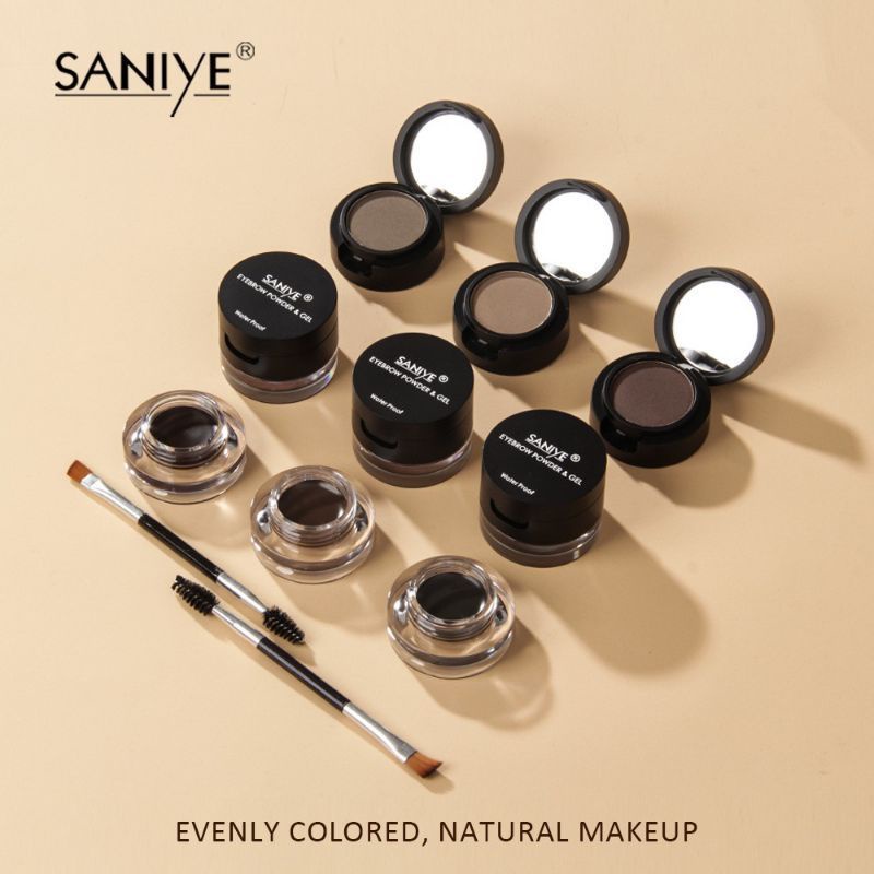 SANIYE 4 in 1 Eyebrow Cream / Eyebrow Powder Double Layer with Brush BPOM