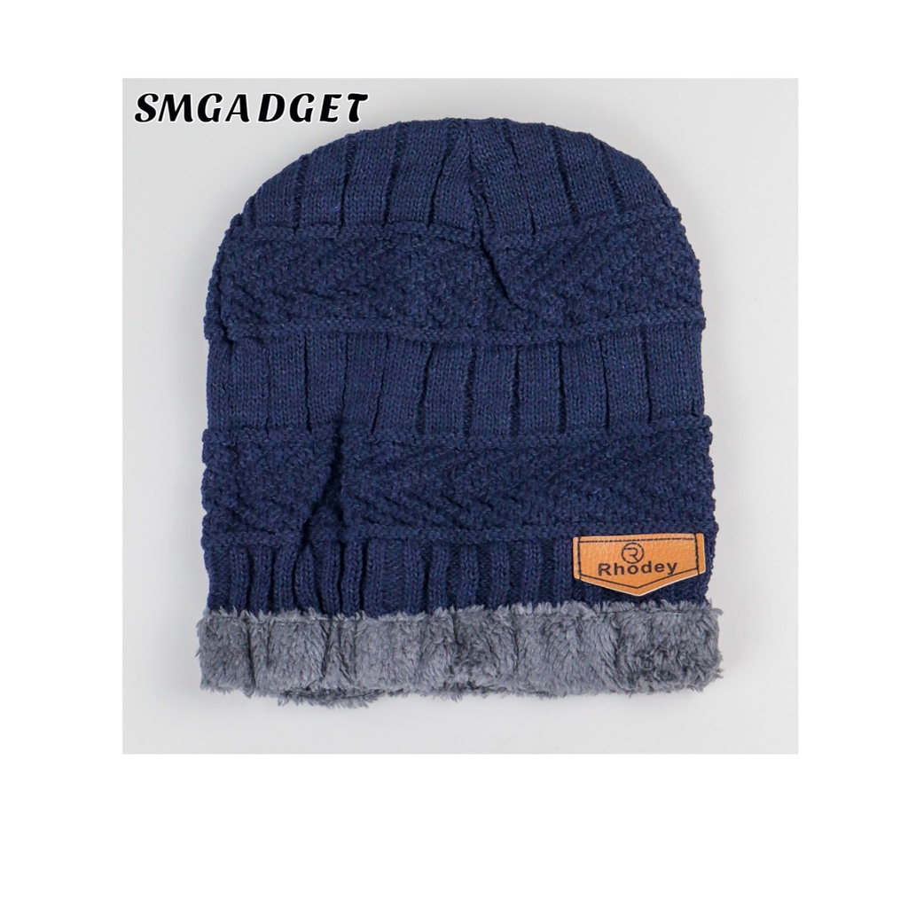 Topi Cupluk Gunung Pria Wanita Rhodey Kupluk Rajut Beanie Navy