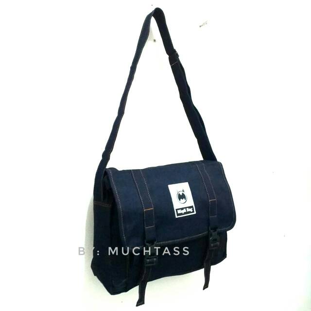 Tas Selempang Bahan Jeans Denim Slingbag Pria Wanita Sekolah Kuliah