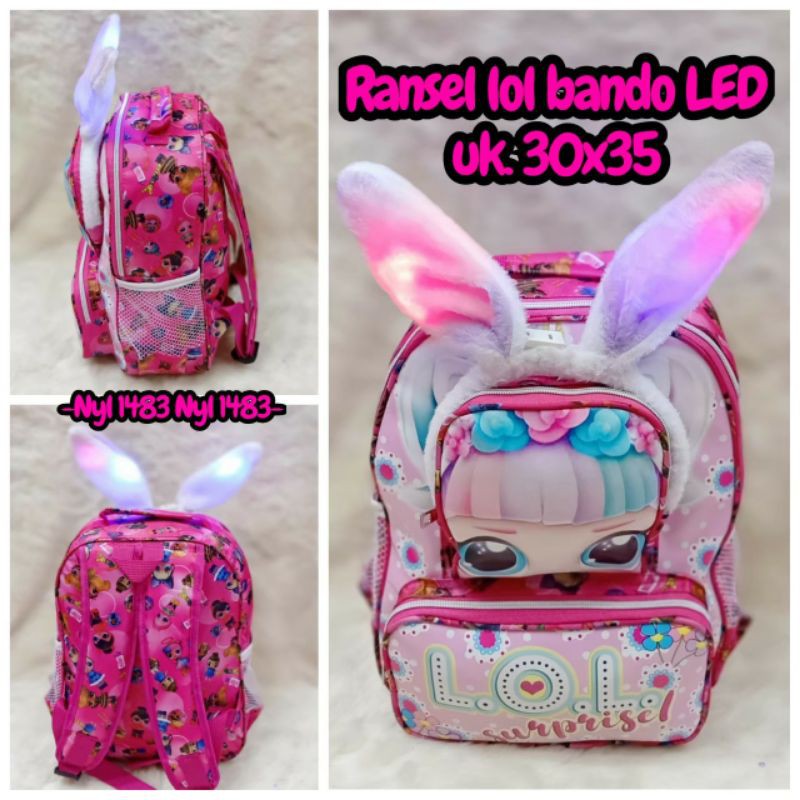 Tas Ransel Anak Perempuan lucu terlaris termurah terlaris bonus bando lampu