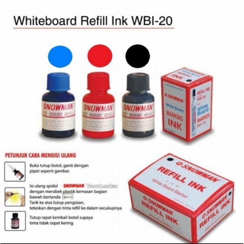 

SNOWMAN REFILL INK SPIDOL WHITEBOARD/TINTA ISI ULANG/PAPAN TULIS - Hitam