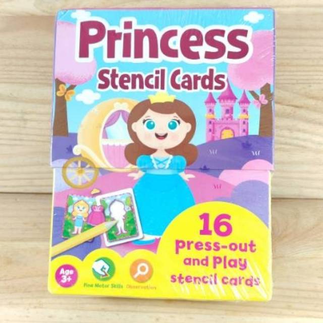 

Princess stencil cards 16 press out and play