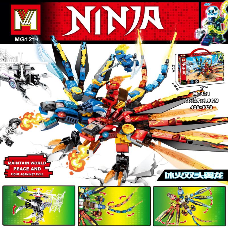 Brick NinjaGo Ninja Go Movie SY 850 SY850 Twin Headed Blue & Red Dragon Kepala Naga Kembar