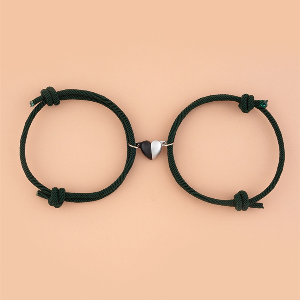 Hu Hu Hu Hu Hu Alat Bantu Pasang Kacamata♡ 2pcs / Set Gelang Tali Magnetik Liontin Hati Tahan Pudar Untuk Pasangan