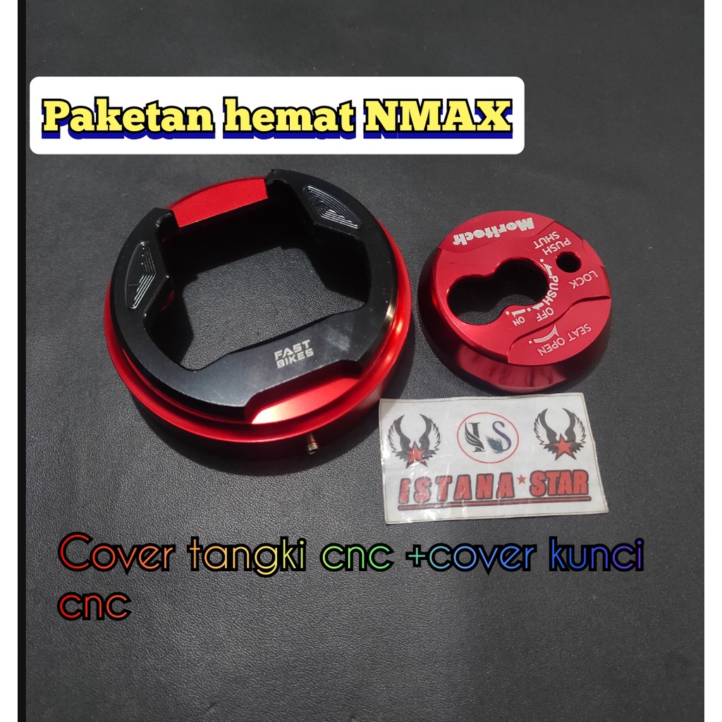 Cover / Tutup Tangki Bensin MotoGP (Model Bikers) Yamaha NMAX+Cover kunci NMAX merah