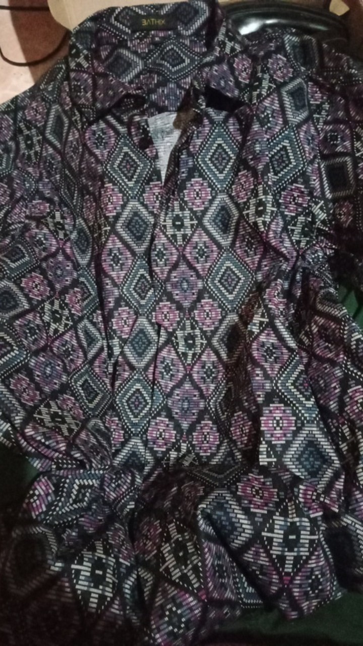 Baju Batik Kemeja Batik Pria Lengan Panjang Songket Diamond Coklat Brown Modern Slimfit Casual