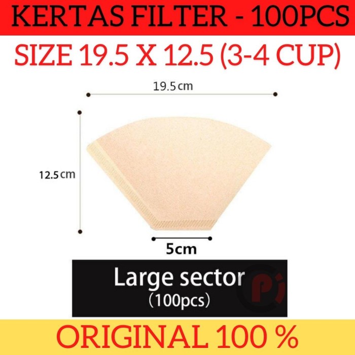 Kertas Filter Saringan Kopi Drip V60 Large For 3-4 Serving Isi 100Pcs