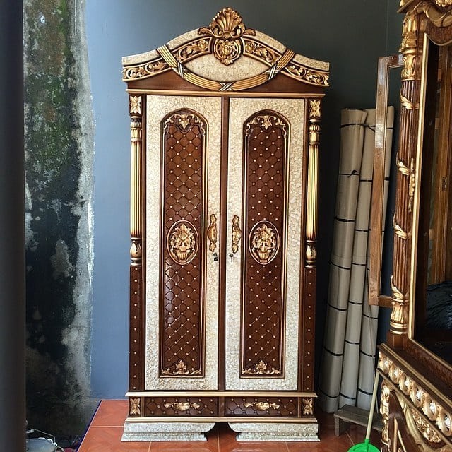 lemari pakaian mawar kayu jati jepara